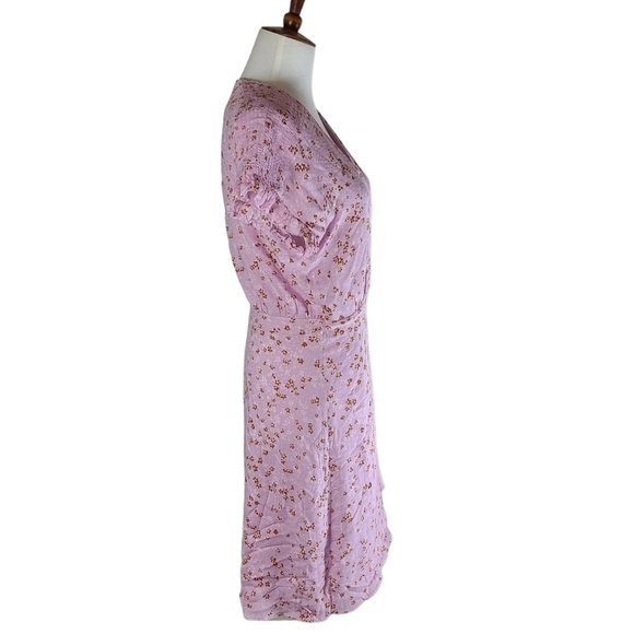 Joie Pink Floral Wrap Tie Waist Mini Dress XS NWT Summer Party Casual - Picture 5 of 7